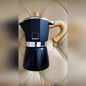 Gnail & Zani Stove Top Espresso Coffee Maker With Induction Bottom 6 cups Black